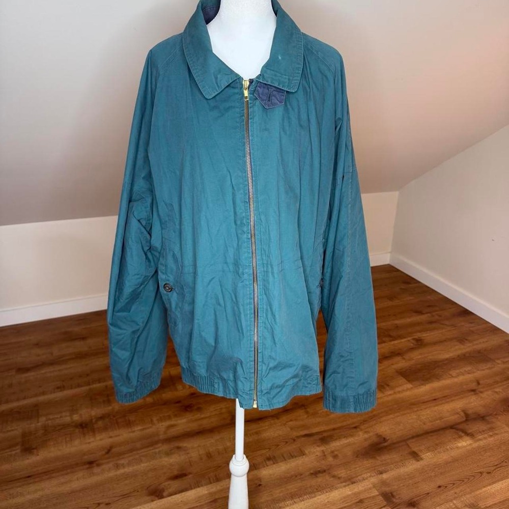 London Fog Vintage Teal Plaid Lined Windbreaker Jacket XL Blokecore Warm Cozy